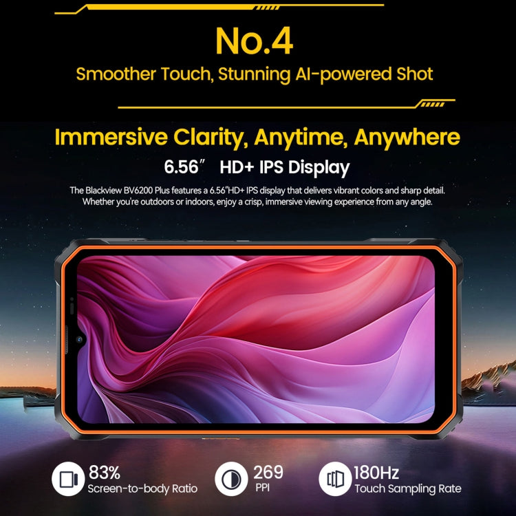 Blackview BV6200 Plus, 8GB+256GB, IP68/IP69K/MIL-STD-810H, 6.56 inch Android 14 Unisoc UMS9230 T606 Octa Core, Network: 4G, OTG, NFC Blackview BV6200 Plus, 8GB+256GB, IP68/IP69K/MIL-STD-810H, 6.56 inch Android 14 Unisoc UMS9230 T606 Octa Core, Network: 4G, OTG, NFC